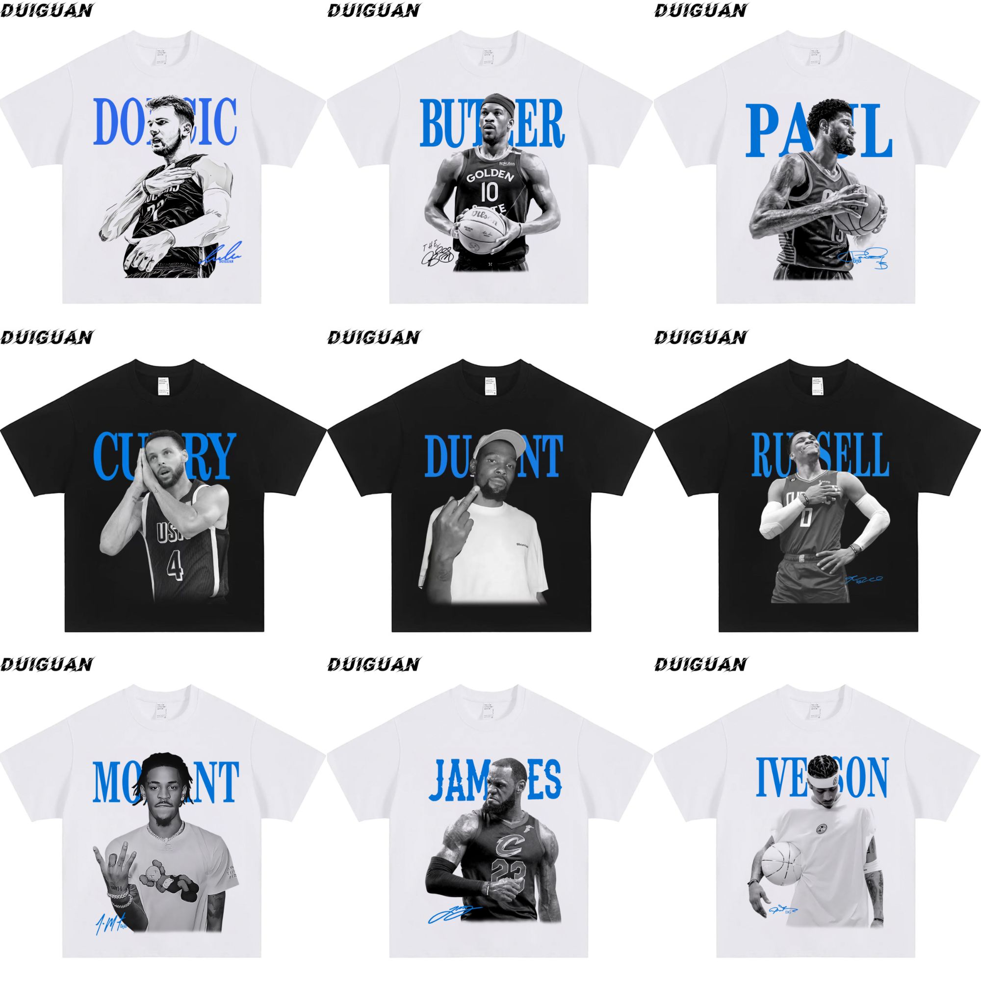 《球星》系列合集美式重磅纯棉260g短袖夏季直喷印花圆领短袖学生