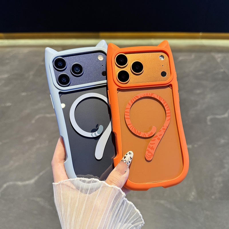 创意猫耳朵适用于苹果17promax手机壳透明磁吸iPhoneAir情侣16硬