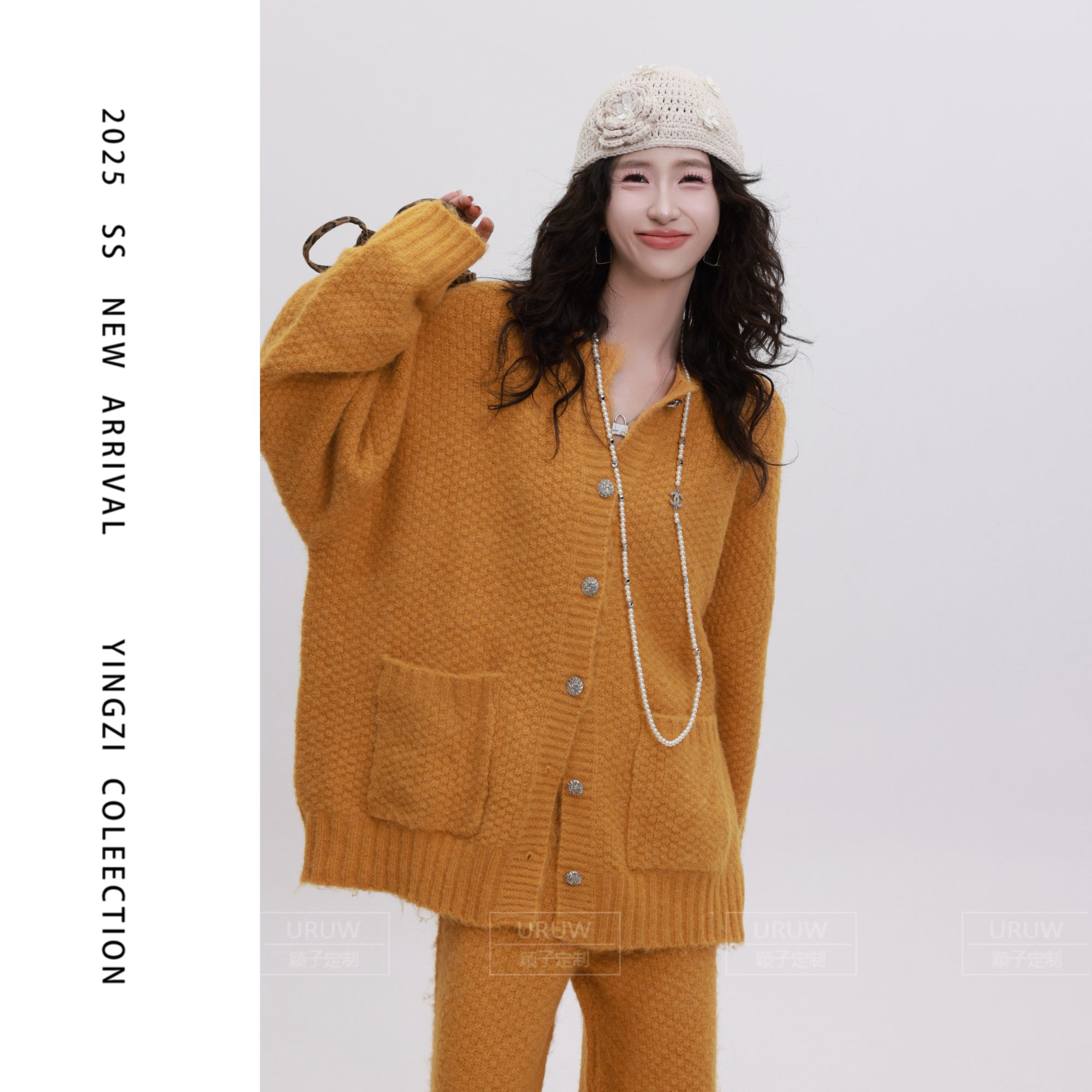 颖子定制【悉尼公园】慵懒风软糯宽松毛衣开衫休闲通勤高腰长裤9901