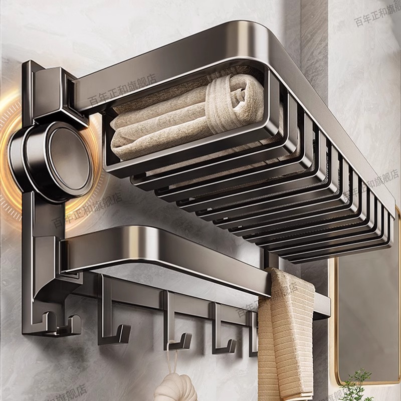 百年正和吸盘毛巾架卫生间浴室置物架洗手间卫浴收纳免打孔浴巾架