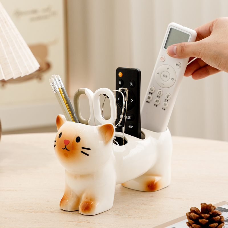可爱暹罗猫收纳客厅家用高级感茶几餐桌杂物多功能遥控收纳装饰