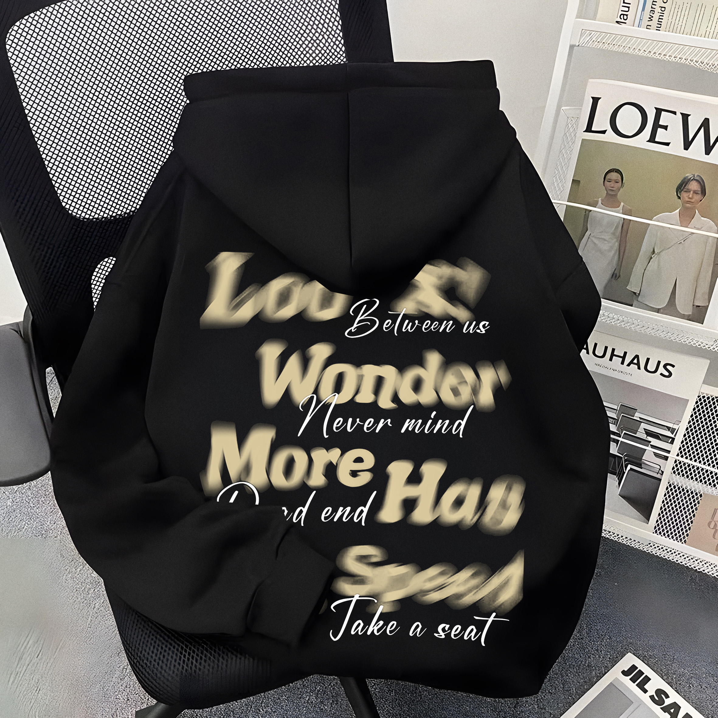 重磅500克加绒加厚连帽卫衣宽松秋冬季潮牌英文字母男女同款男装Z