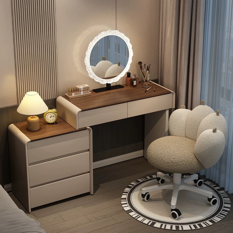 全实木梳妆台意式极简斗柜一体高级感卧室简约现代新款化妆桌家用