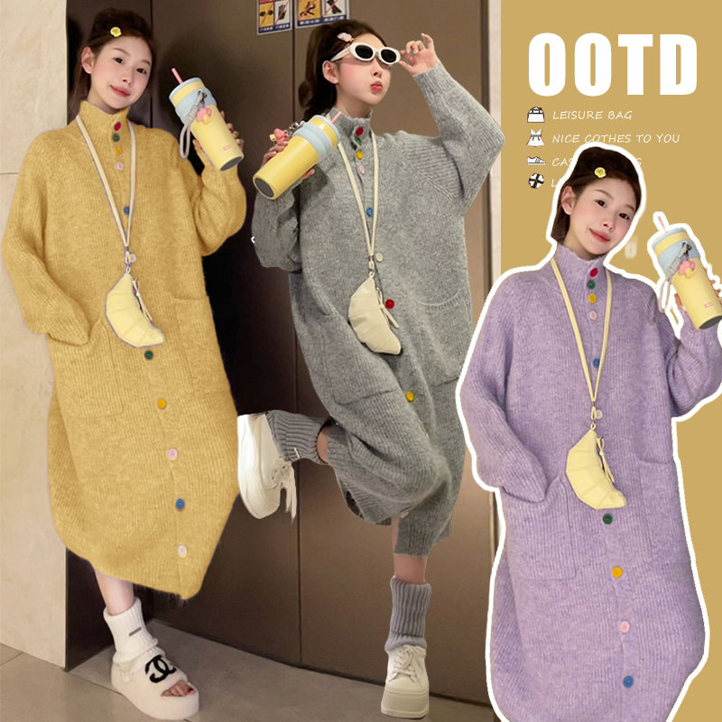 孕妇装秋季连衣裙新款韩版时尚宽松孕妇毛衣中长款慵懒风外穿长裙