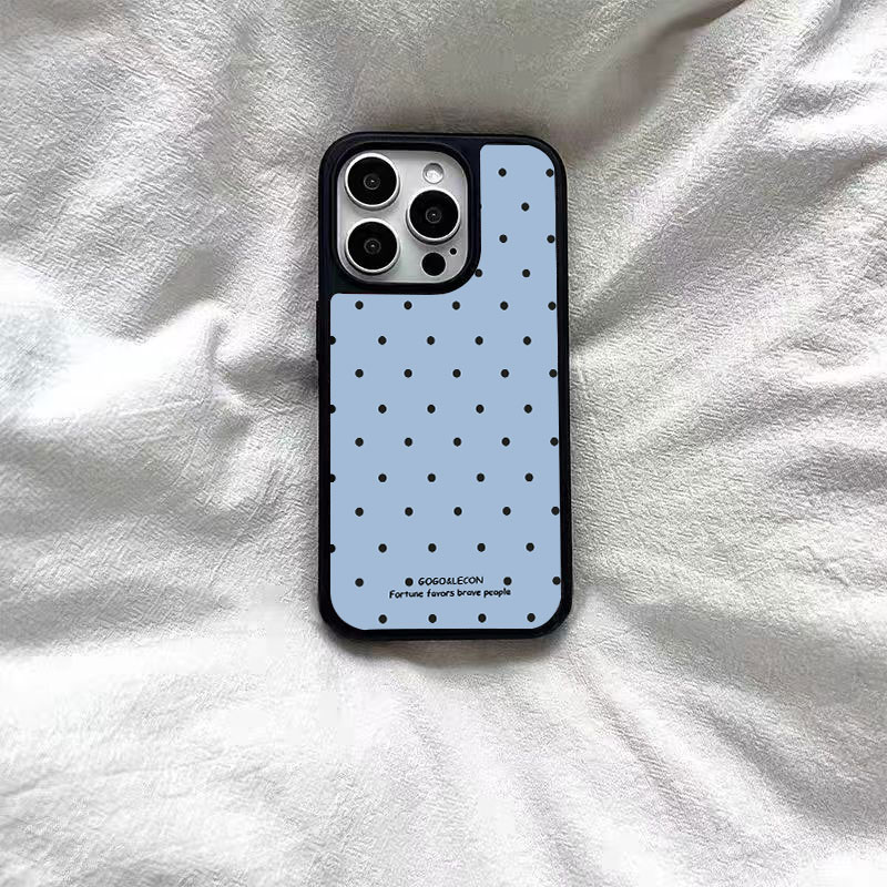 韩风新款小波点蓝底适用苹果16/15/14/13/华为/小米/荣耀/v手机壳