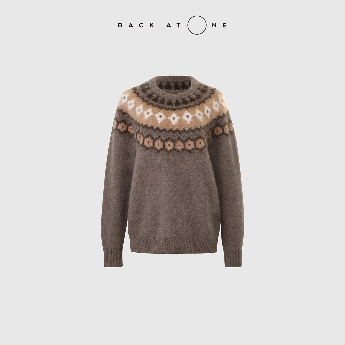 BACKATONE“榛绒夹心” 牦牛绒羊绒秋冬咖色针织套衫 BFF-1AB173C-K