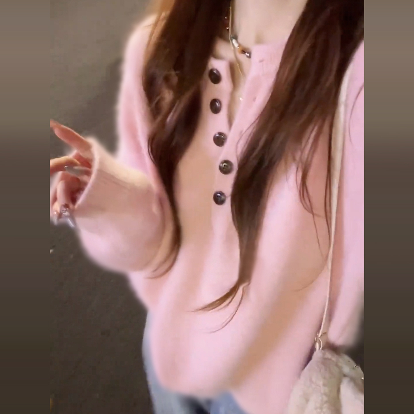 温柔粉色头毛衣女秋冬季2026新款加厚慵懒高级感内搭打底针织上衣