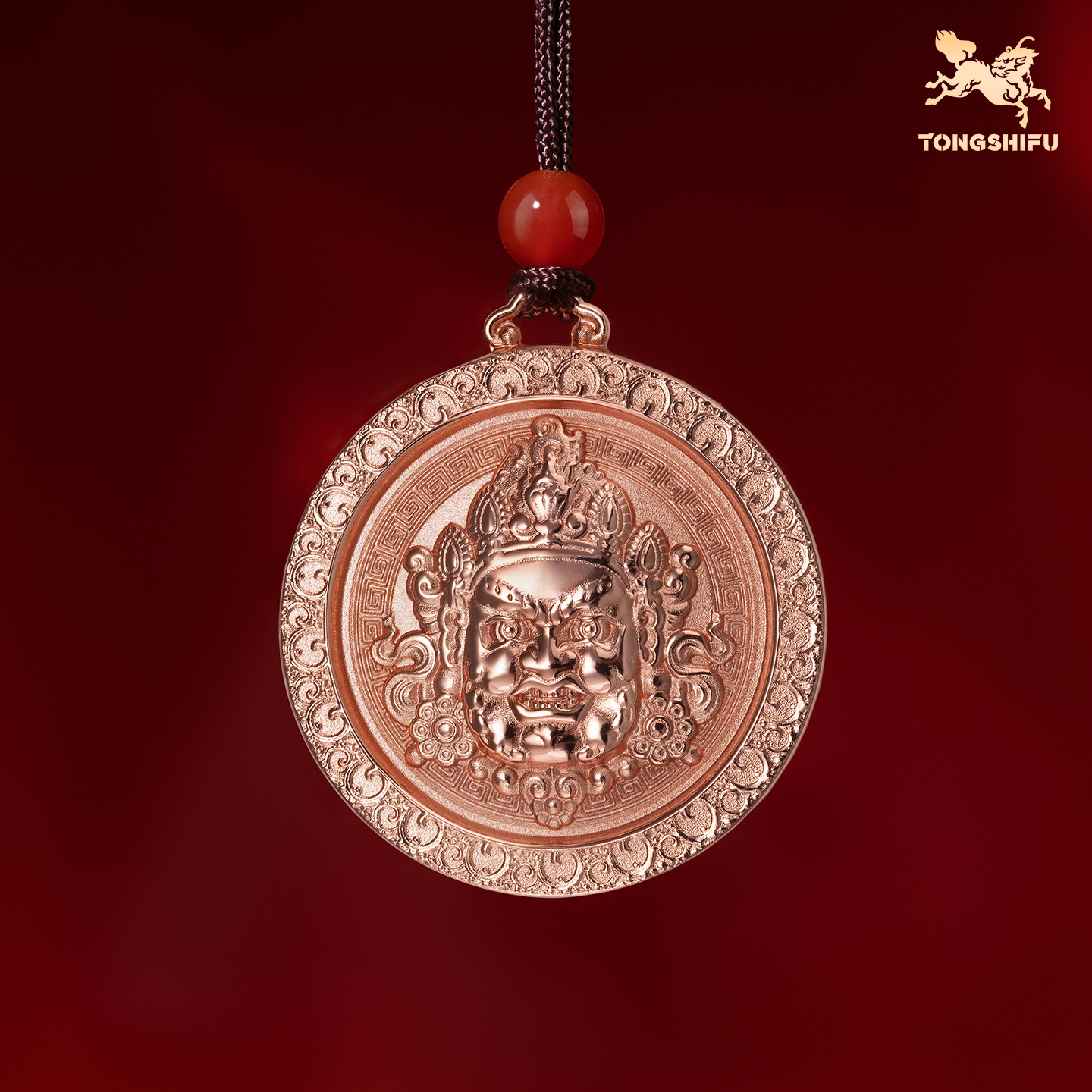 铜师傅《黄财神》紫铜唐卡文玩脖挂饰品 钥匙扣吊坠挂件送男生礼物
