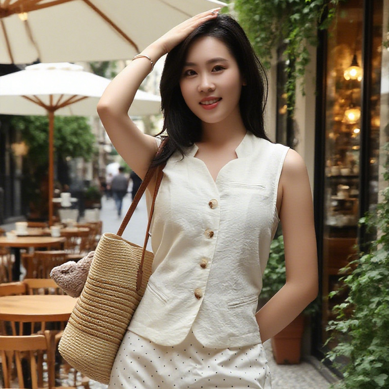 纯色四季通用短款马甲包边无袖复古气质马夹