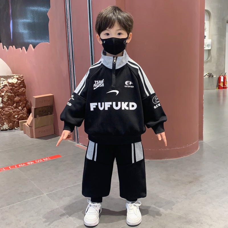 男童秋装套装2025新款男孩时髦潮酷休闲运动宝宝卫衣春秋款儿童装