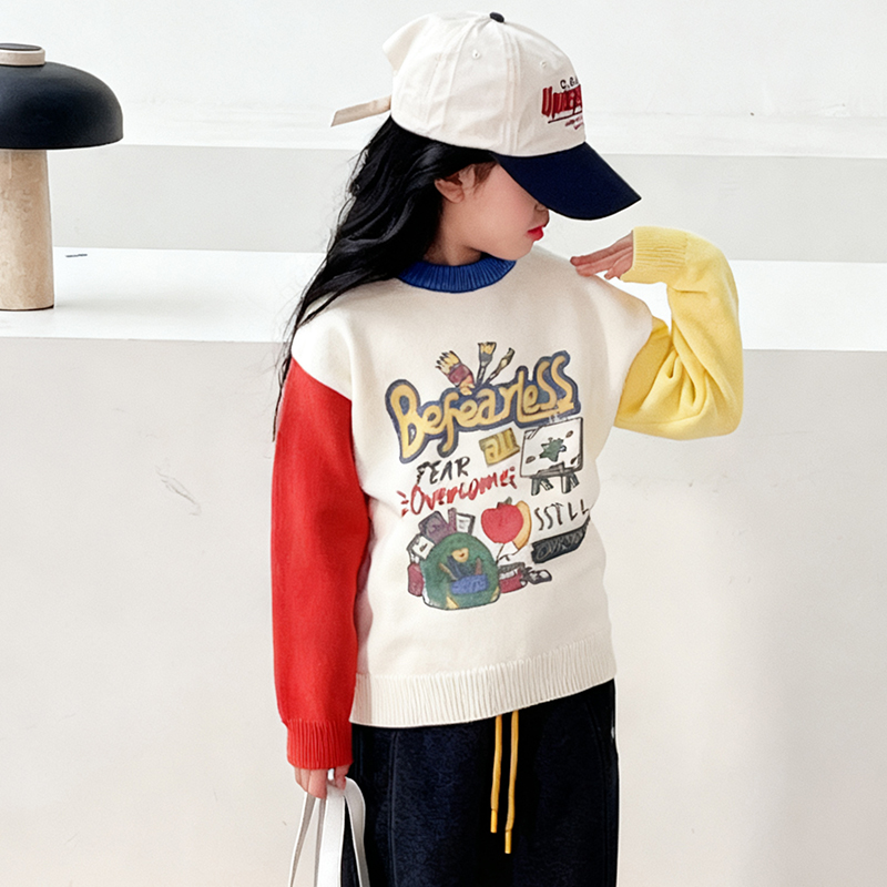 女童毛衣冬季2025新款加厚儿童内搭冬装中大童毛线上衣卡通针织衫