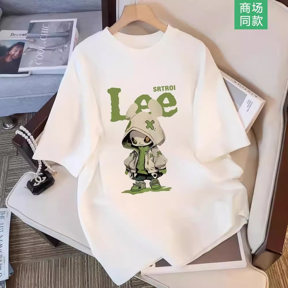 2025夏季纯棉短袖情侣款宽松重磅落肩T恤潮牌联名时尚休闲短袖T