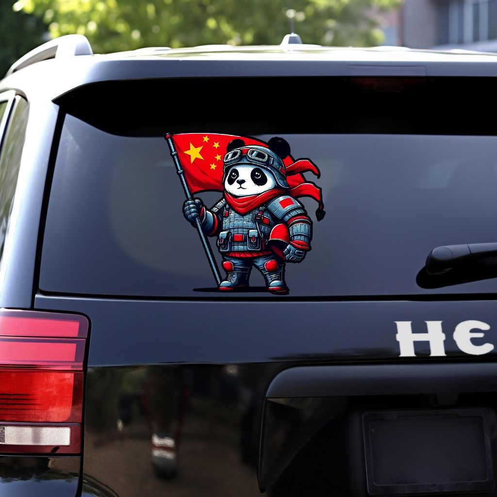 五星红旗国旗熊猫可爱车贴爱国车贴摩托电动车划痕遮挡车贴纸