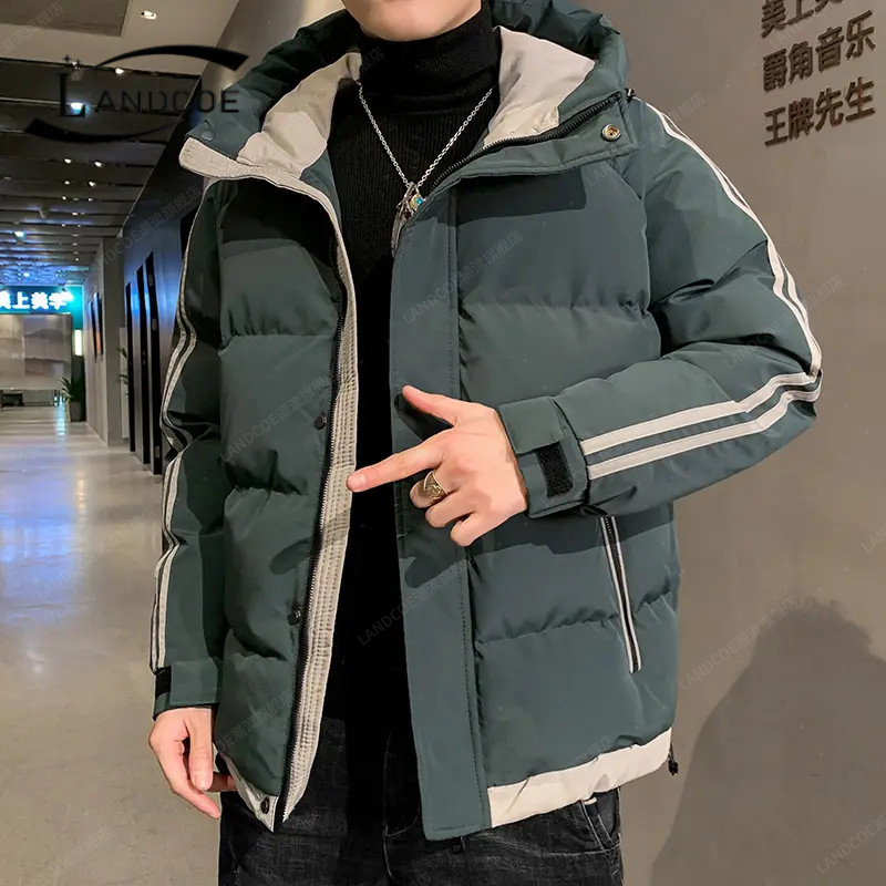 LANDCOE棉衣外套秋冬季新款潮牌宽松棉袄男装加厚休闲连帽棉服男