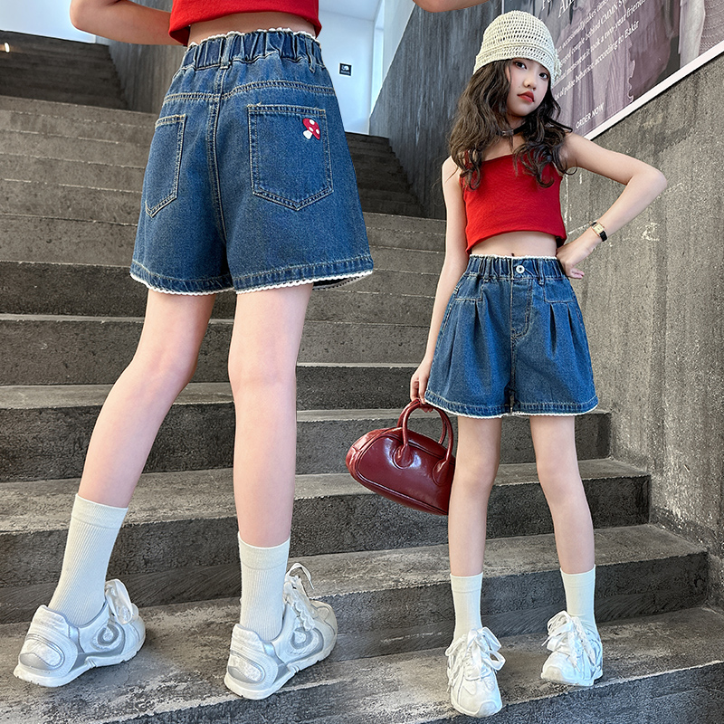 女童夏季牛仔短裤2025新款韩范儿童洋气热裤女大童夏装韩版裤子