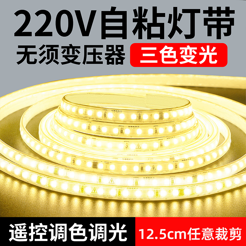 三色变光灯带led灯带客厅吊顶自粘灯带商用户外专用防水氛围灯条