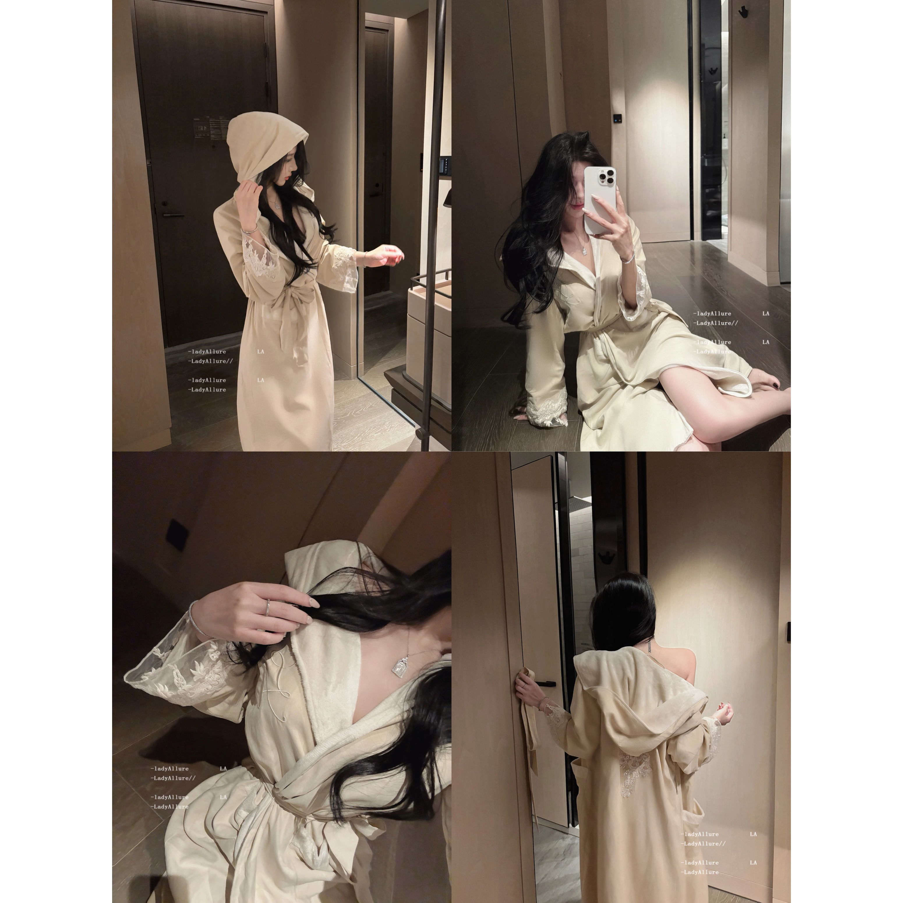 「LA」柔软盔甲｜高端黑科技系列*纯欲优雅蕾丝情侣洗澡亲肤睡袍