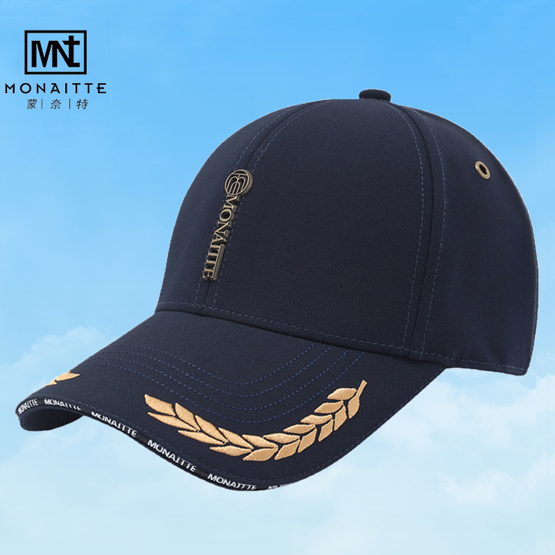 蒙奈特帽子男秋冬新款麦穗时尚棒球帽大头围遮阳运动黑色鸭舌帽女