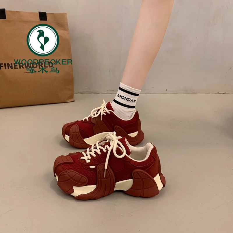 啄木鸟欧洲站增高个性八爪鱼老爹鞋2025秋季潮网面厚底休闲运动鞋