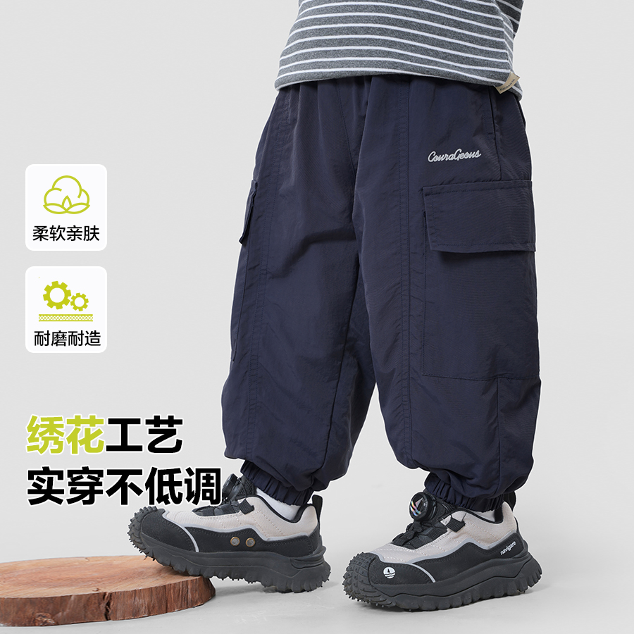 男童防风工装运动长裤加绒厚秋冬休闲户外新款童装儿童宝宝U15418