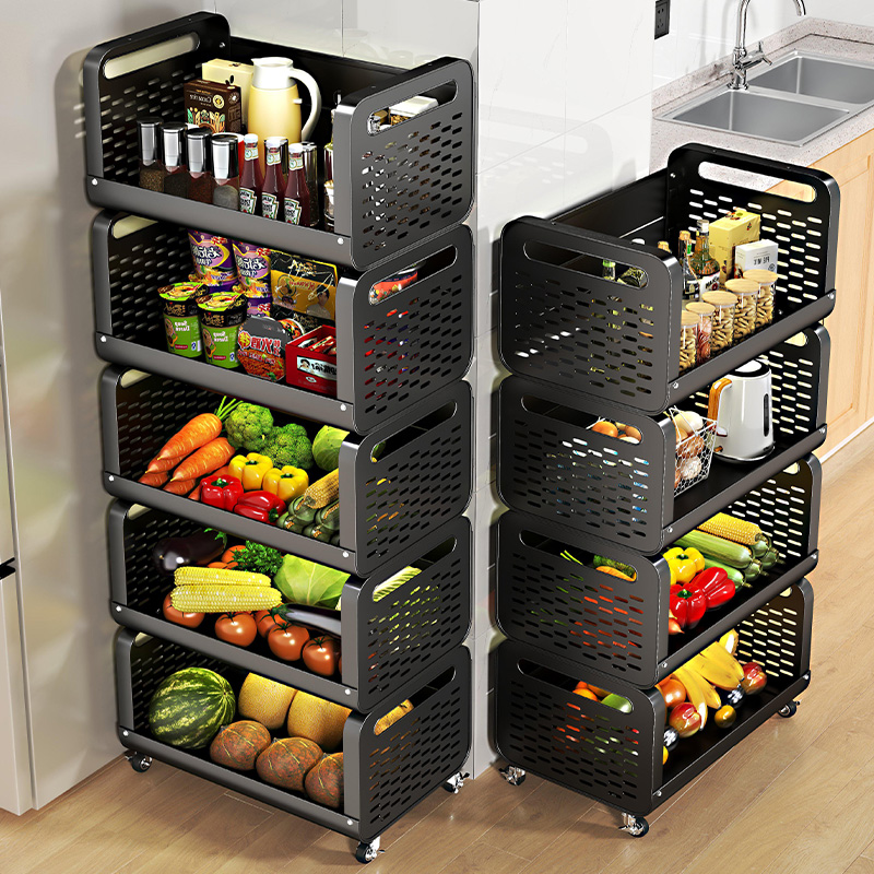 厨房置物架菜篮子落地多层家用可移动多功能放水果蔬菜收纳小推车
