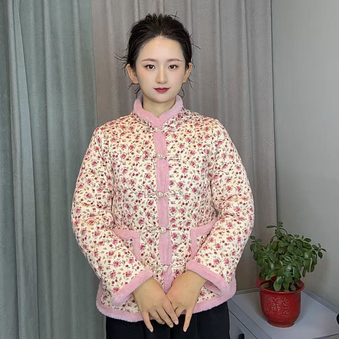 2025年碎花小棉袄保暖常规款修身型棉服小碎花棉衣棉冬季加绒加厚