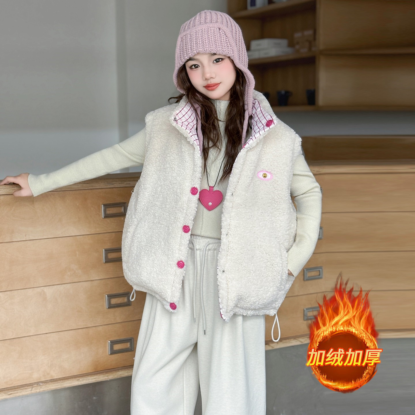 女童秋冬款韩版休闲夹棉加厚两面穿马甲女大童洋气时髦儿童冬装潮