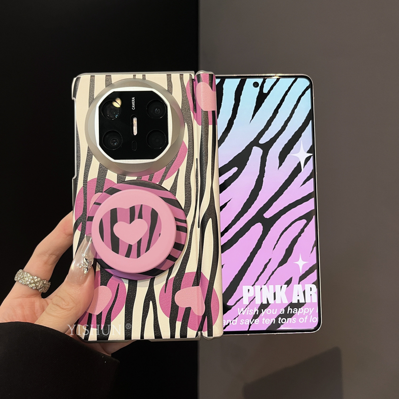 适用华为mateX6手机壳高档斑马纹爱心创意皮纹荣折叠屏保护壳mate