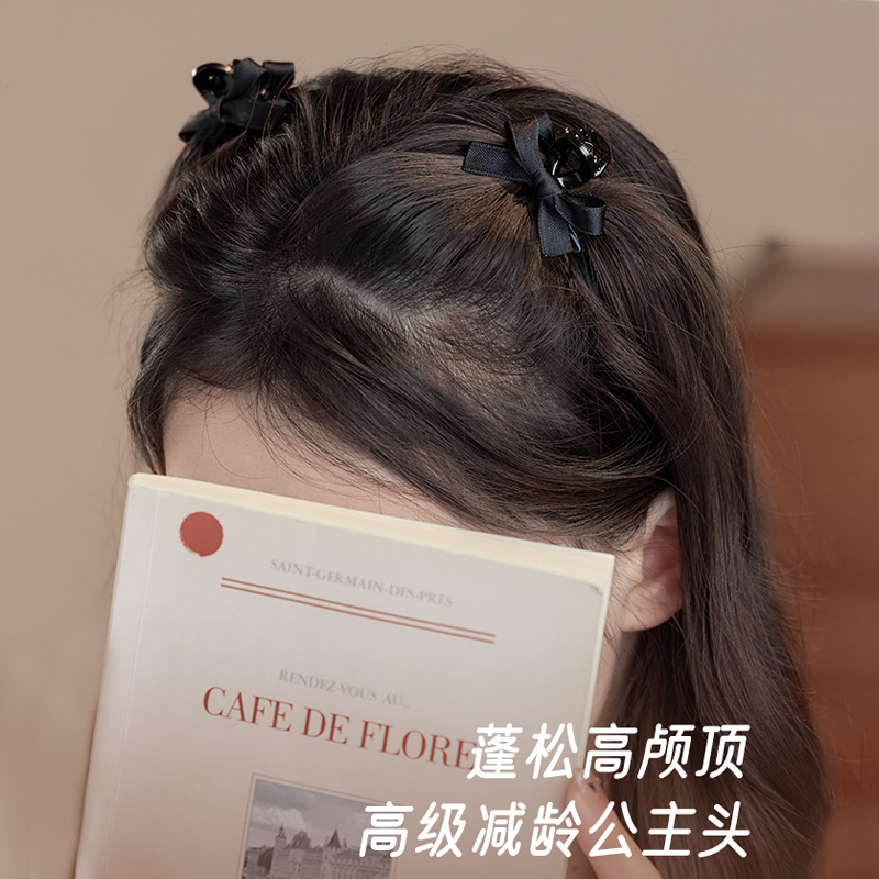 精致蝴蝶结小抓夹刘海发夹女2025新款公主头黑色缎面侧边夹子头饰