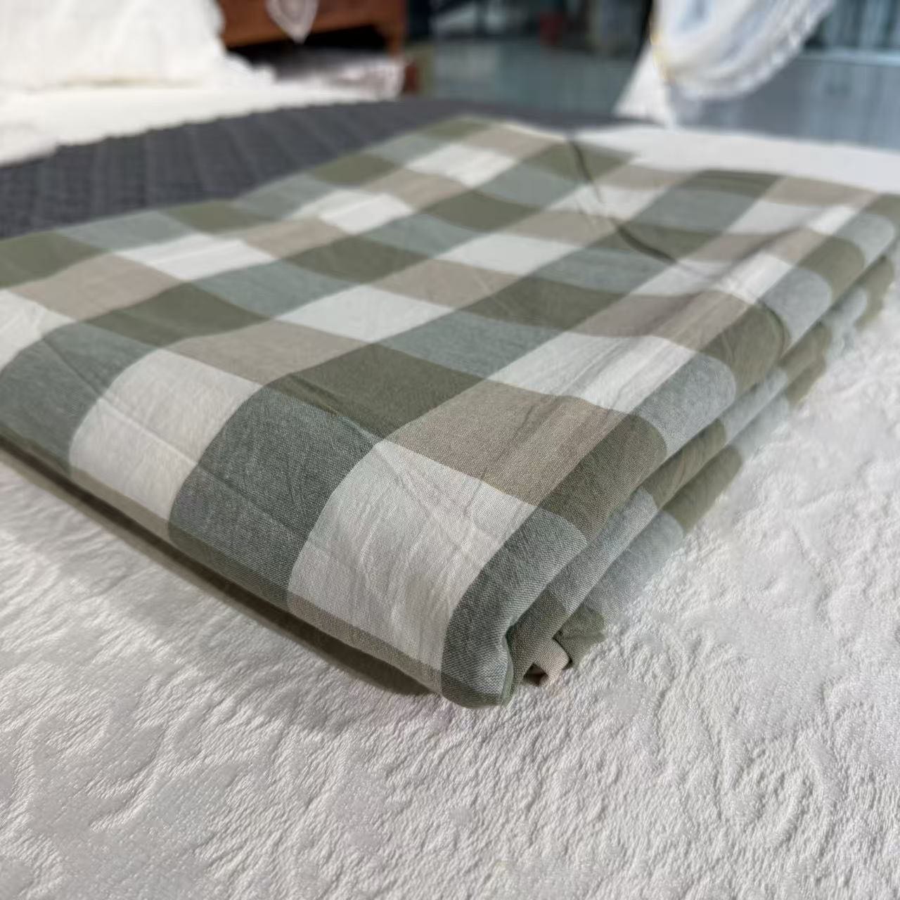 『TOYHAS』田园风纯棉双人床单 格子床品