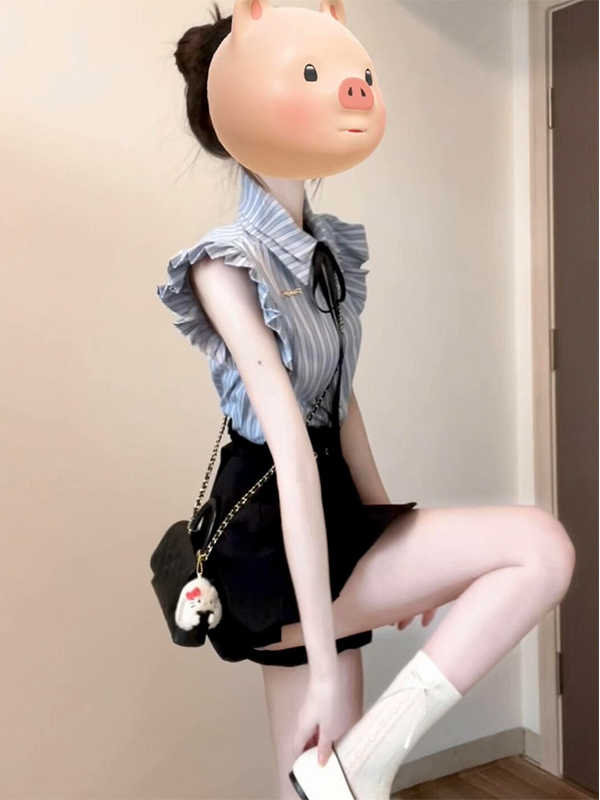 高个子小飞袖上衣酷飒风女装高级感加长版花苞裙裤两件套高腰显瘦