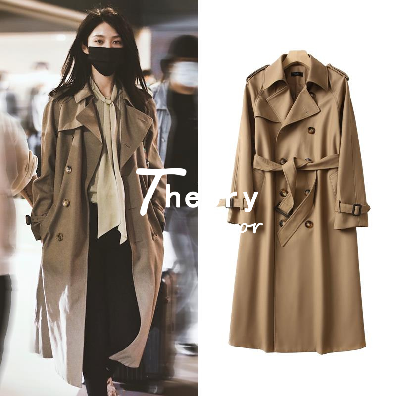 THEORY ERROR明星同款中长款风衣女秋季新款小个子气质外套百搭女