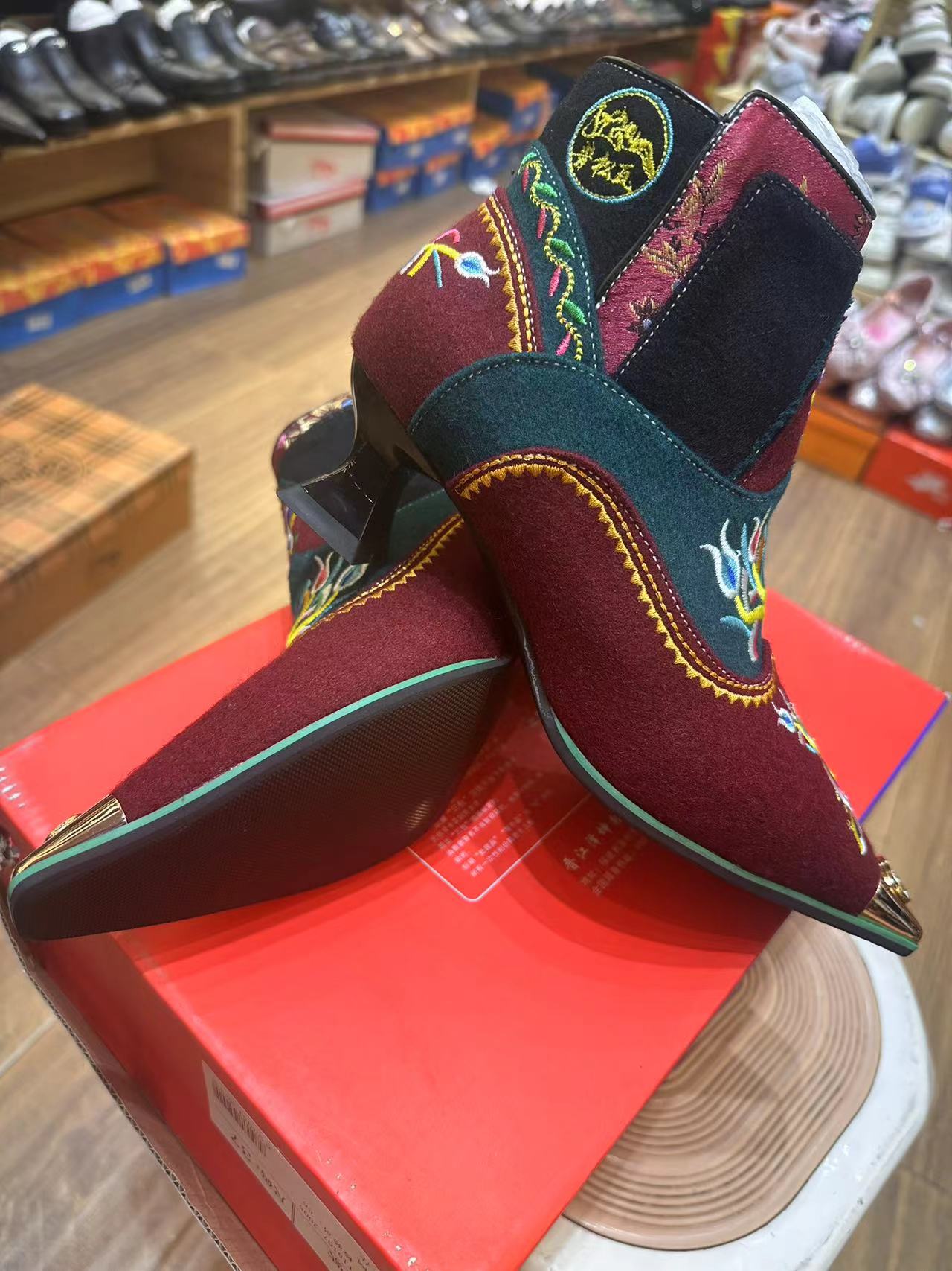 藏式靴子松巴拉姆鞋8339-6高跟尖头