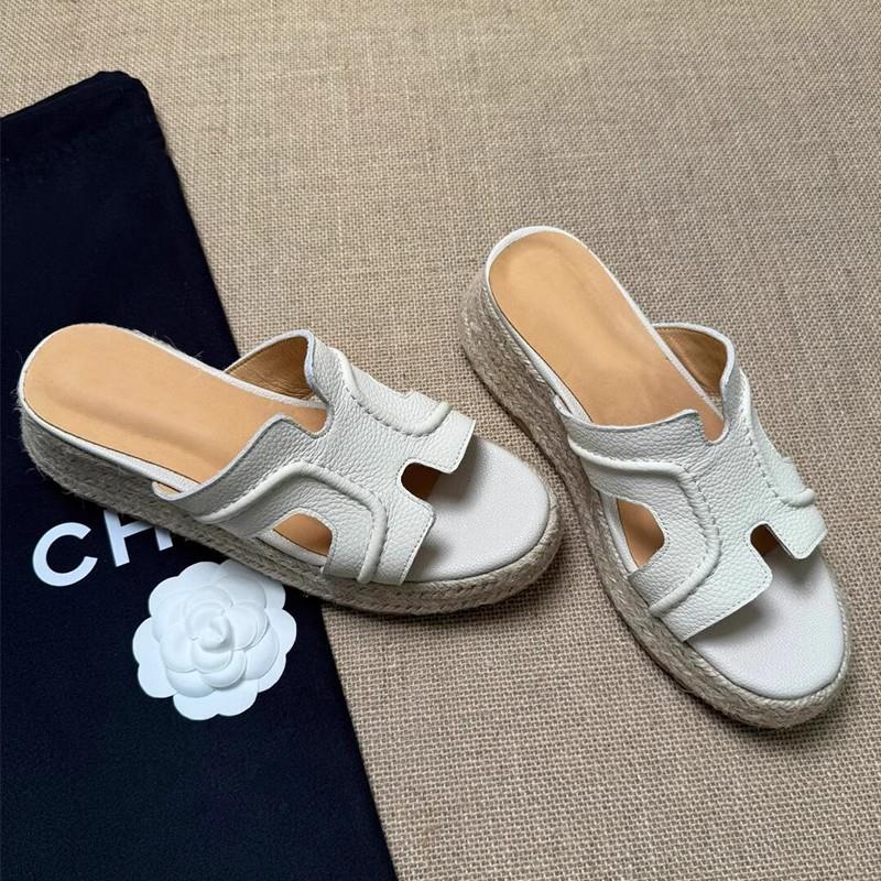 【澳门&专柜】羊皮版赵露思同款厚底手工编织拖鞋女夏季外穿网红复