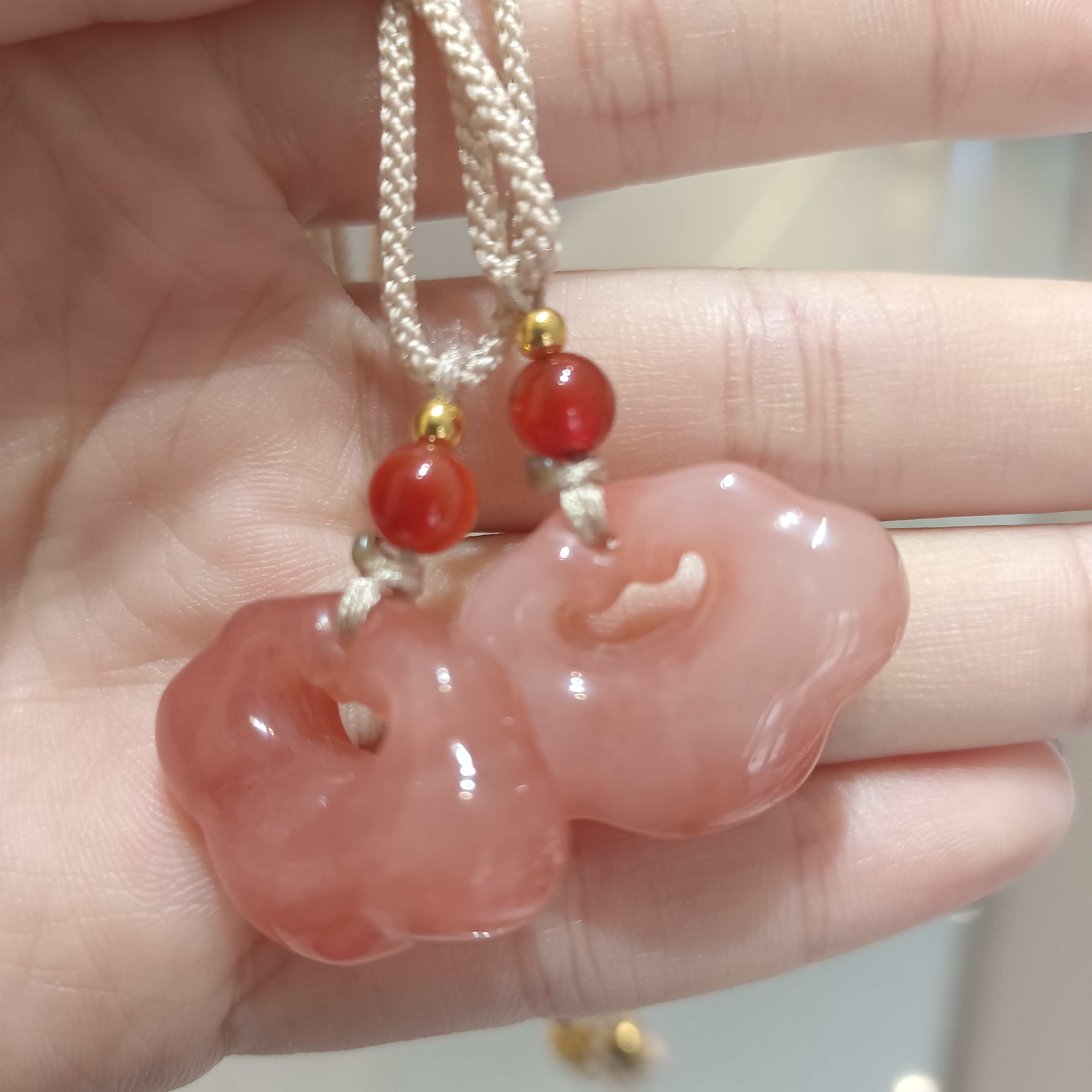 非金属大理石吊坠 天然桃花酿祥云锁平安如意吊坠