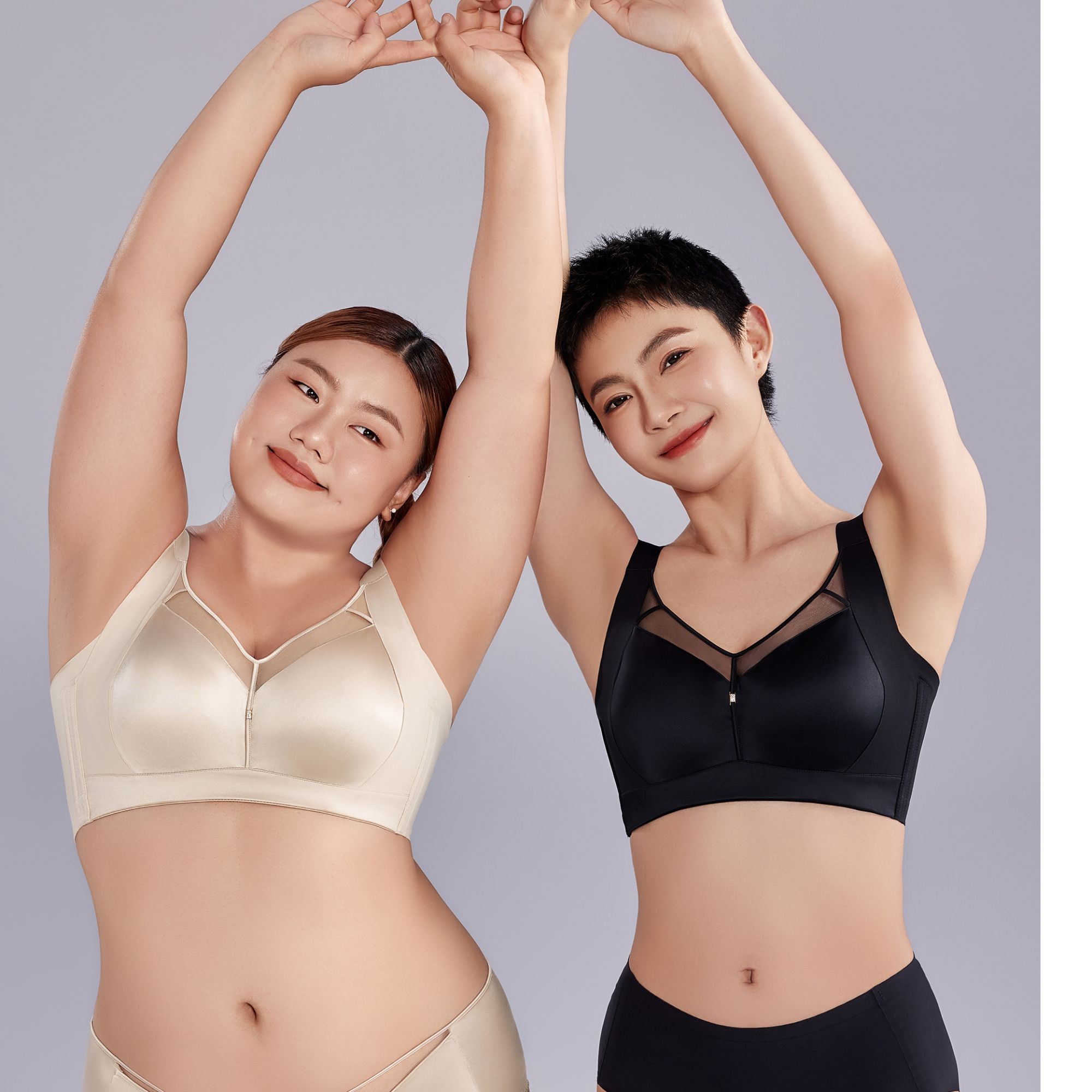 D-E杯光面大胸显小无痕侧收副乳防下垂透气舒适大码