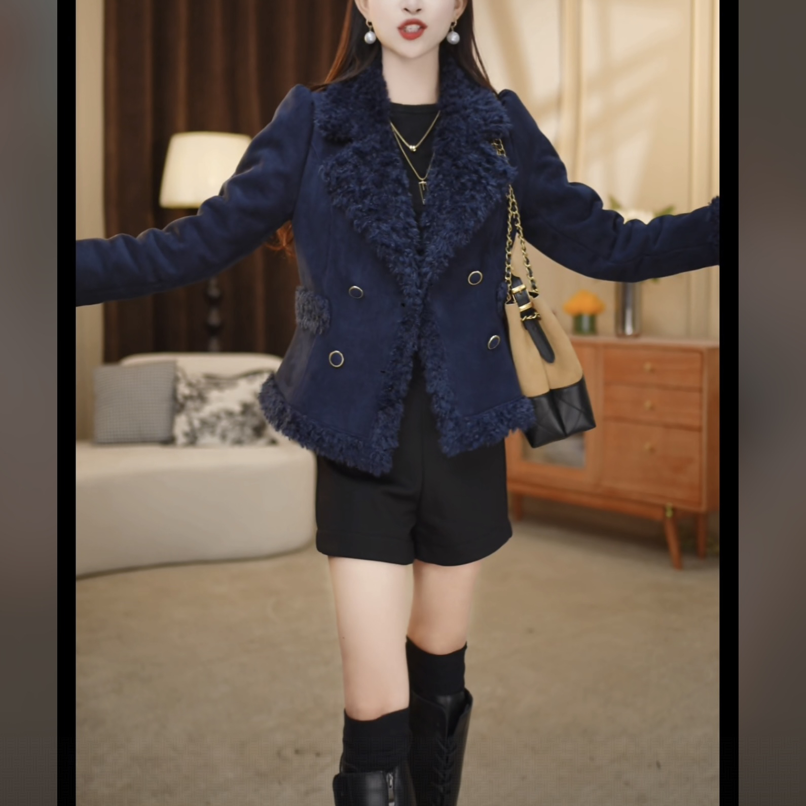 【外套】2025冬季新款气质大气气质洋气优雅休闲收腰通勤女士外套