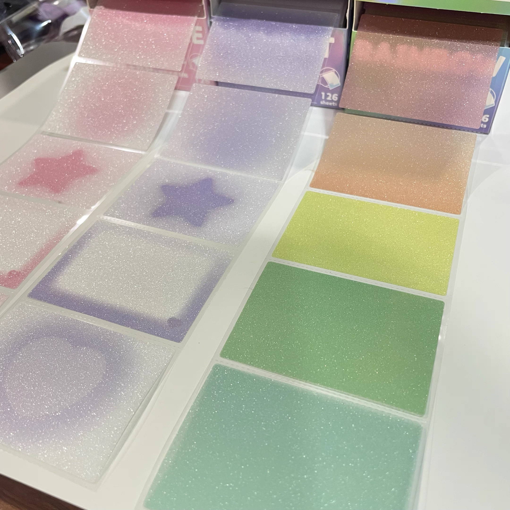 如苔透明磨砂抽拉便利贴珠光学生用防水粘性可撕办公便签标记贴