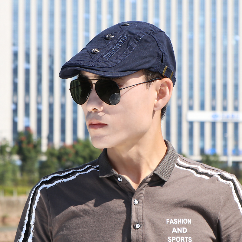 新款前进帽男士休闲百搭英伦复古贝雷帽韩版潮流帅气四季款鸭舌帽