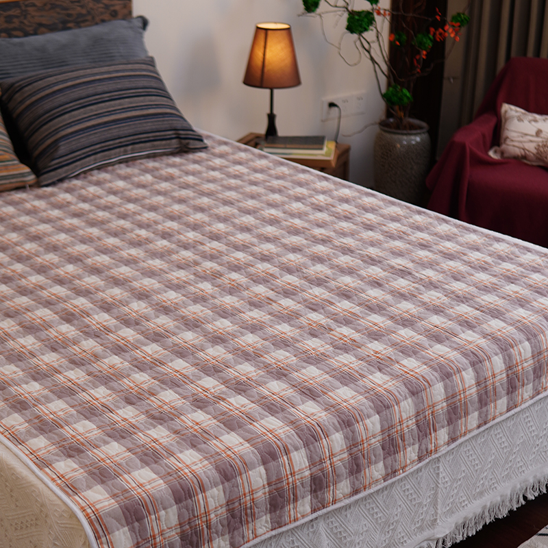 纯棉隔脏垫四季床单双面全棉学生宿舍绗缝夹棉床盖格子床垫沙发垫