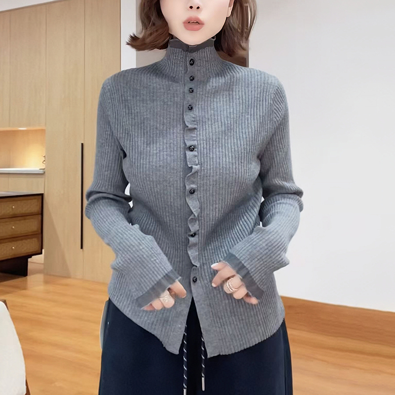 高领灰色毛衣女2025秋冬新款修身显瘦洋气内搭打底针织衫气质上衣
