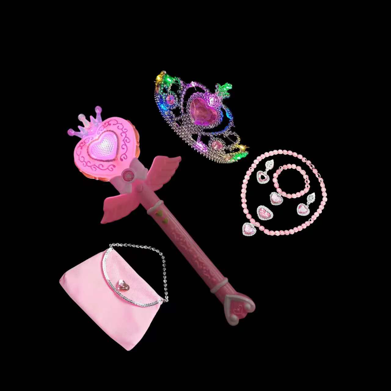 【小女孩生日礼物玩具】音乐投影魔法棒皇冠头箍公主装扮道具礼品