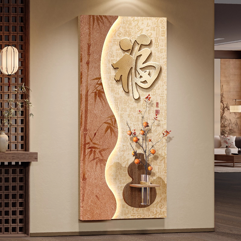 宋氏美学入户玄关装饰画走廊过道挂画高级感茶室氛围布置山水壁画