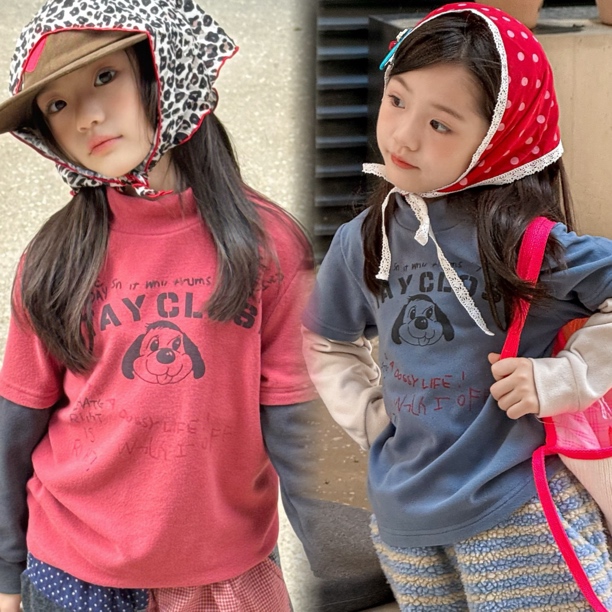 CoCoNut.韩国儿童秋冬韩版高领磨毛T恤男童女童长袖打底衫假两件