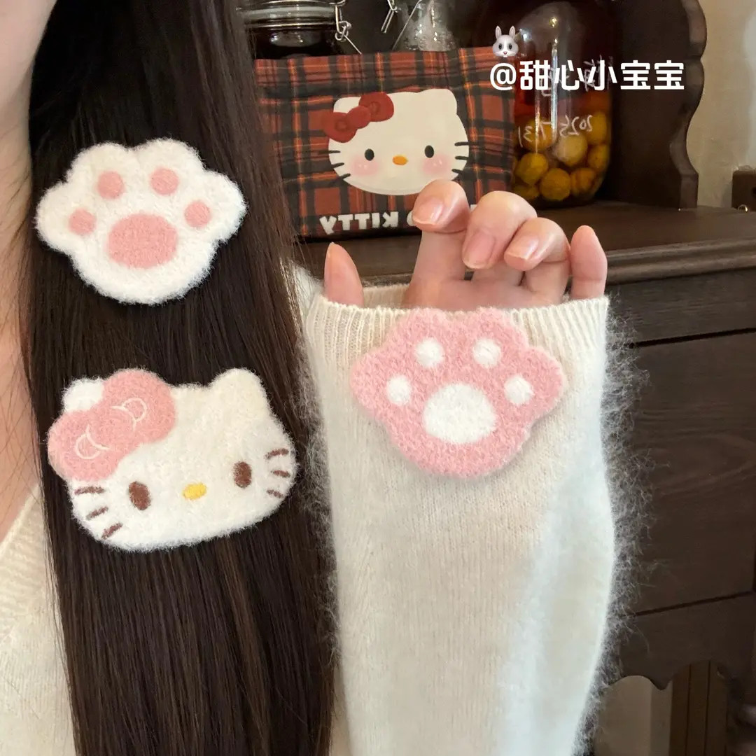 超可爱的猫咪脑袋!整理碎发魔术贴发卡化妆敷无痕刘海贴粘发贴