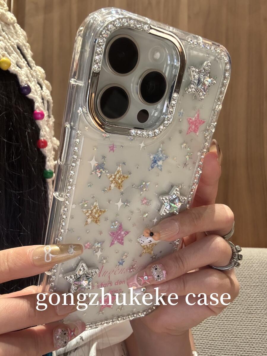 【自带相机保护按键】ins闪钻星星适用于苹果16Promax手机壳15/1413