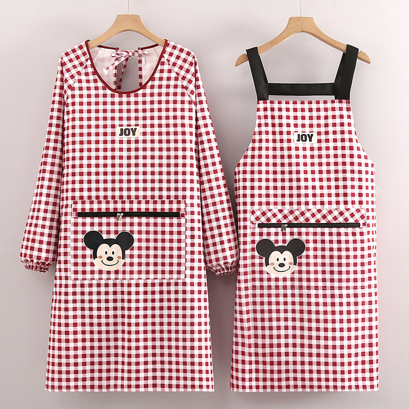 防水背带围裙厨房餐饮专用防污长袖罩衣拉链口袋男女同款工作服