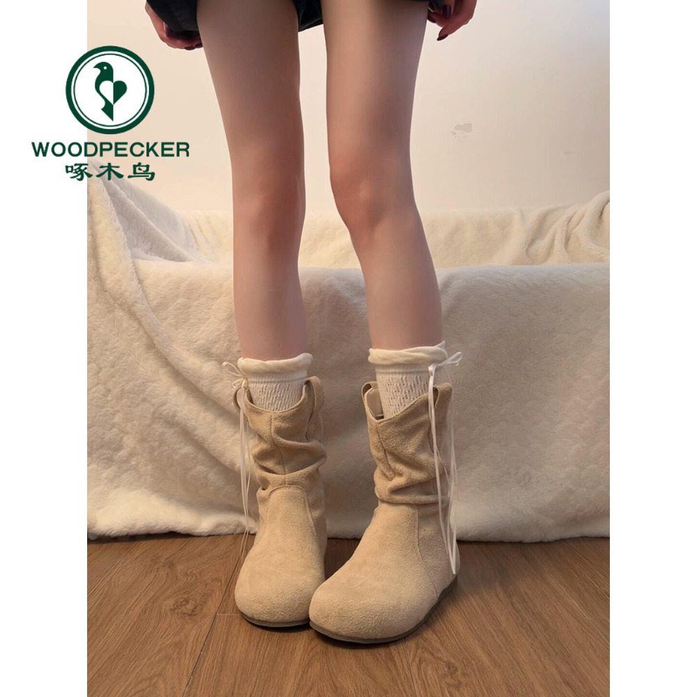 啄木鸟小众勃肯小短靴女款2025新款西部靴秋冬堆堆靴显瘦短筒靴子