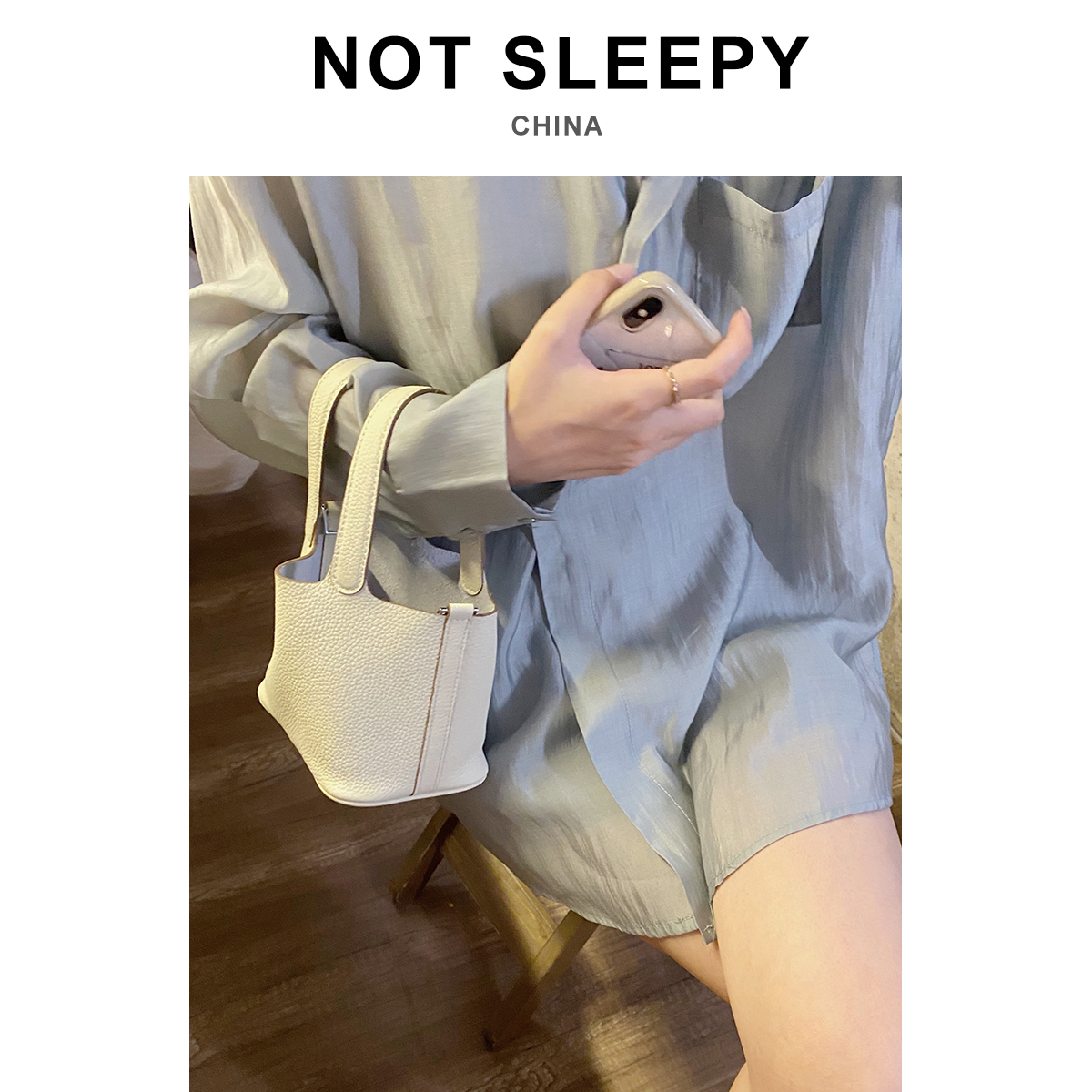 【不睡觉商店】包包女2025新款迷你14菜篮子水桶包真皮女包手提包