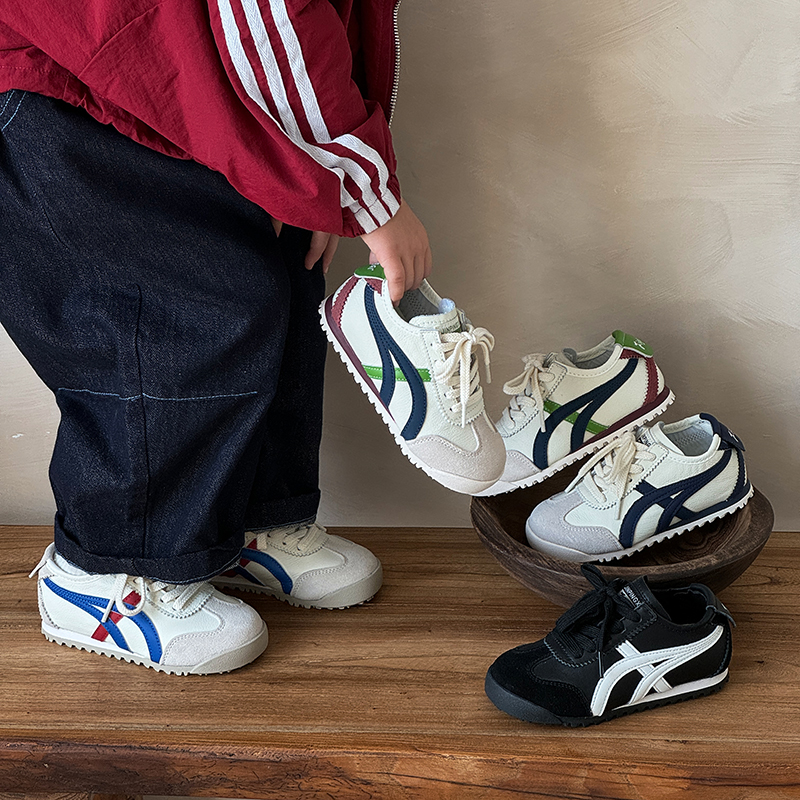 儿童时尚真皮经典德训鞋2025春秋季新款男童阿甘鞋韩版女童运动鞋